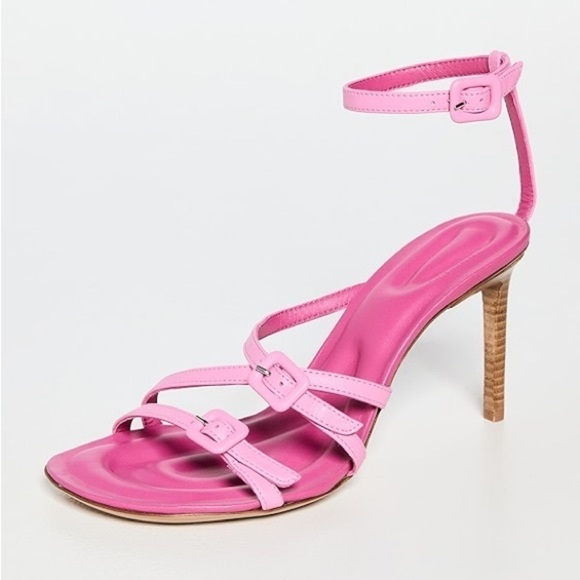 JACQUEMUS Bubblegum Pink Calf Leather Carmague Sandals Size 36 New in Box NWT - Picture 4 of 14